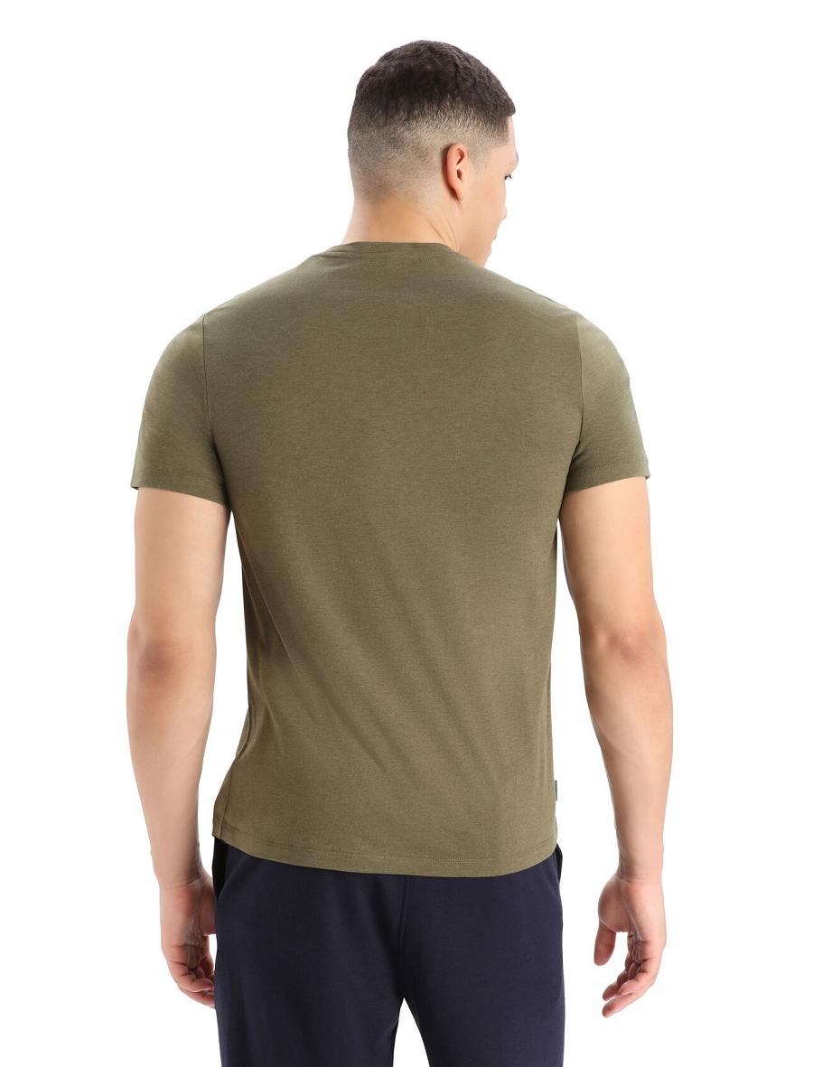 Men's Icebreaker Merino Central Classic Short Sleeve Caravan T Shirts Loden | CA 1797MQZA